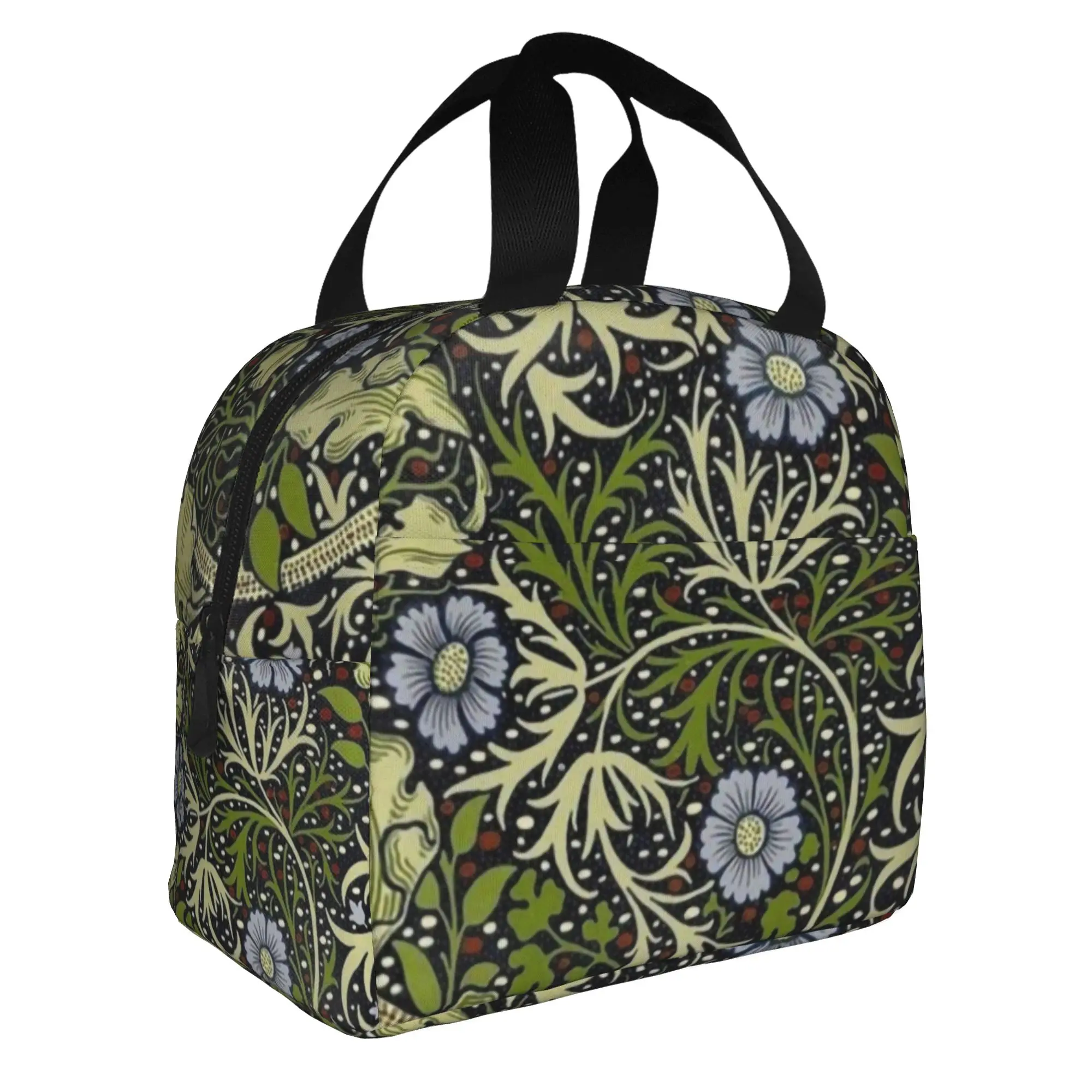 William Morris Lunch Bag Men Women Floral Textile Pattern Warm Cooler Insulated Lunch Boxes for School
