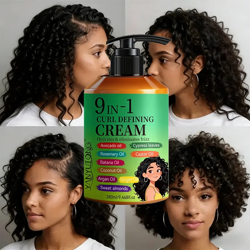 280ml Curly Hair Styling Cream, Moisturizing and Smoothing Formula, Enhances the Elasticity and Shine of Curly Hair, Easy to Set 4