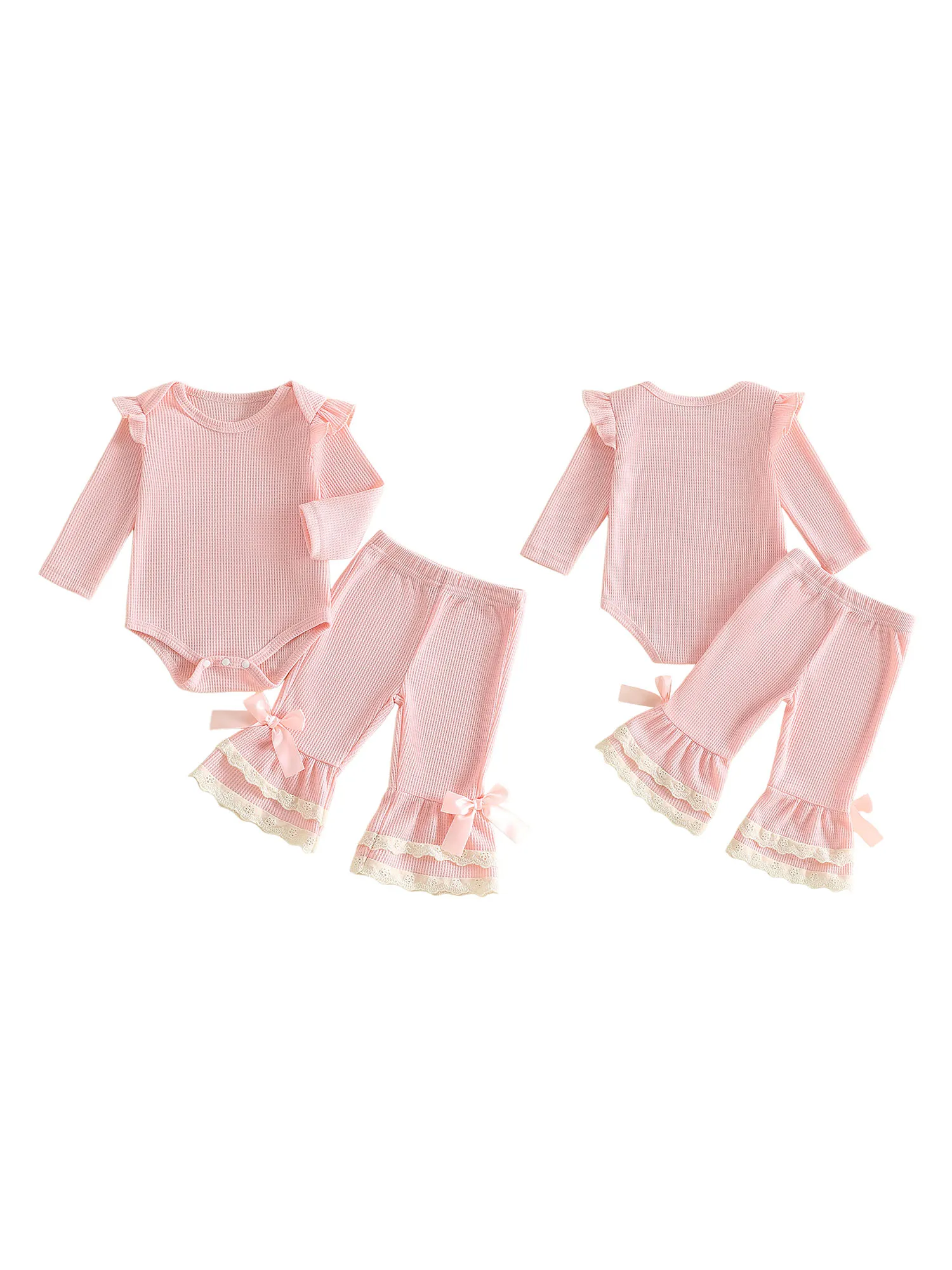 

Cute Baby Girls 2 Piece Set with Ruffle Sleeve Top and Floral Print Leggings - Stylish Outfit for Little Princesses