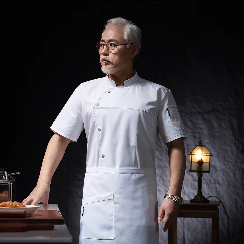 Одежда для официанта, рабочая одежда для ресторана, комбинезоны с коротким рукавом, рабочий костюм, Комбинезоны для шеф-повара