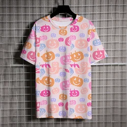 3D Modna i wszechstronna koszulka męska y2kT-shirt Cute Pumpkin Imp Print Man Short Halloween Casual Round Neck Tshirt T-shirty dla mężczyzn