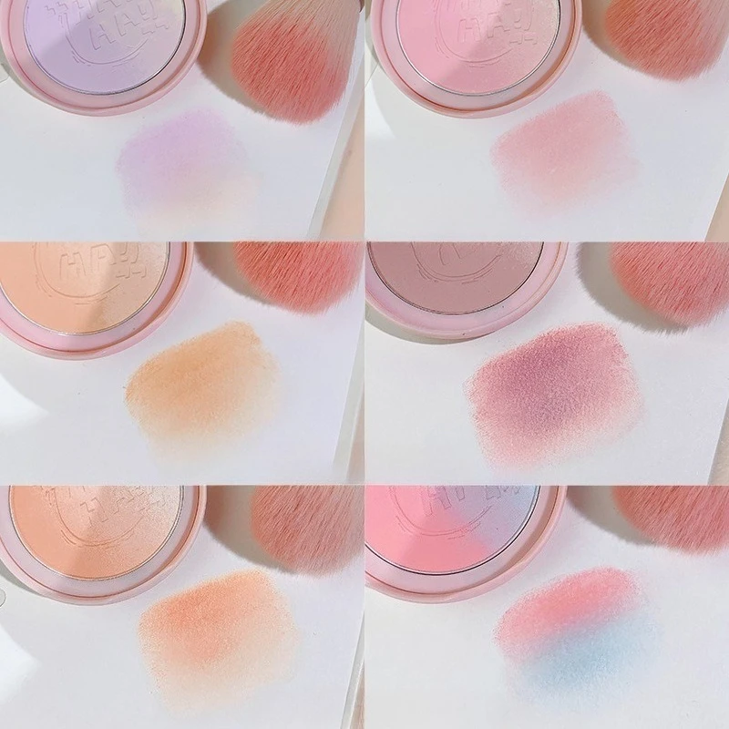 1Pc Gradiënt Blush Gezicht Minerale Pigmenten Natuurlijke Blush Contour Schaduw Wang Blush Perzik Oranje Matte Cosmetica Naakt Roze Blauw