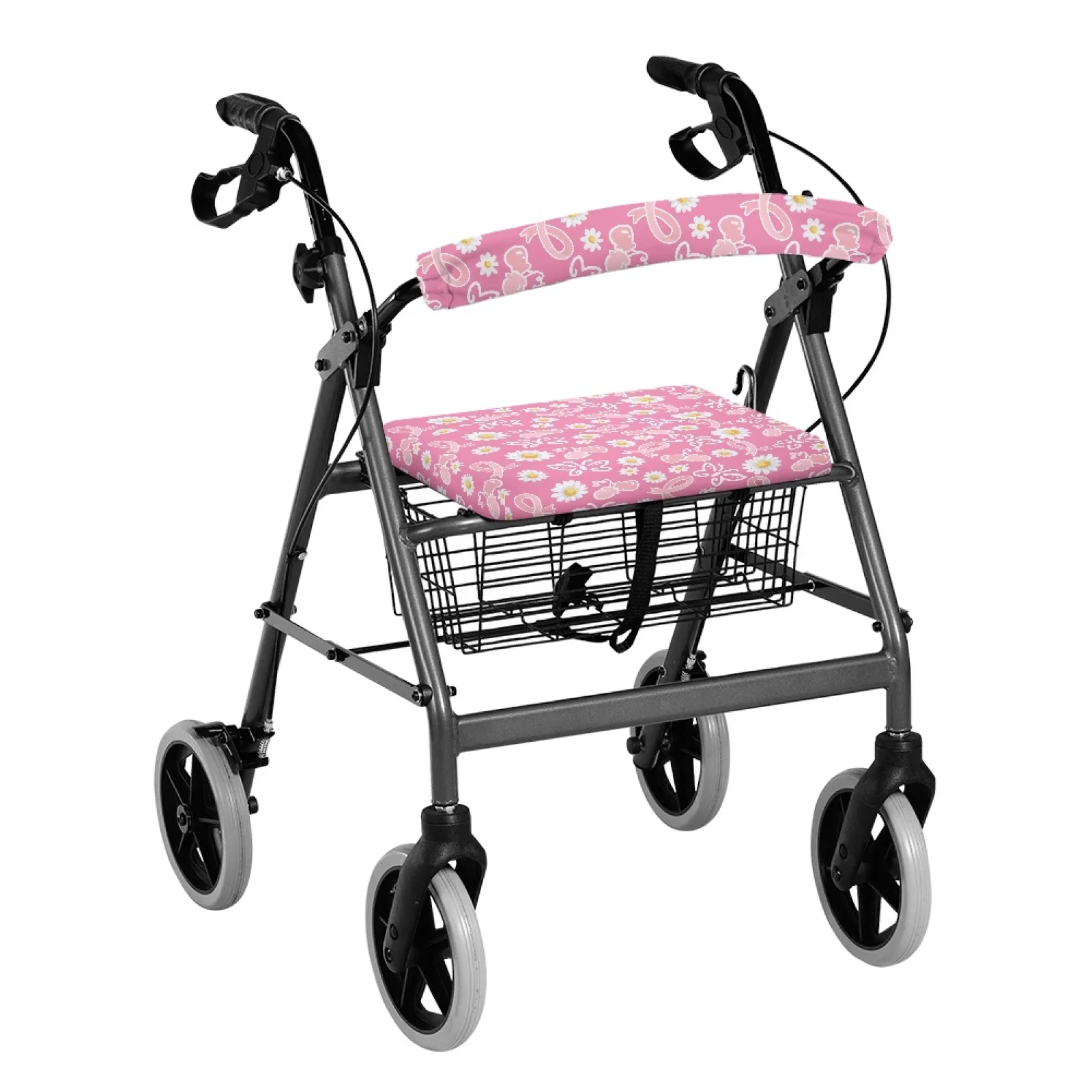 Coloranimal Flowers 2 Pcs Rollator Walker Seat Cushion Cover Polyester Walker Protection Decor Covers for Ladies