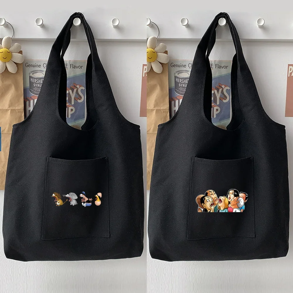 

Korean Lady Bags Trend Shopping Bag Shoulder Bag Handbag Casual Cartoon Cute Pattern Printing Tote Bags Commuter Ladies Vest
