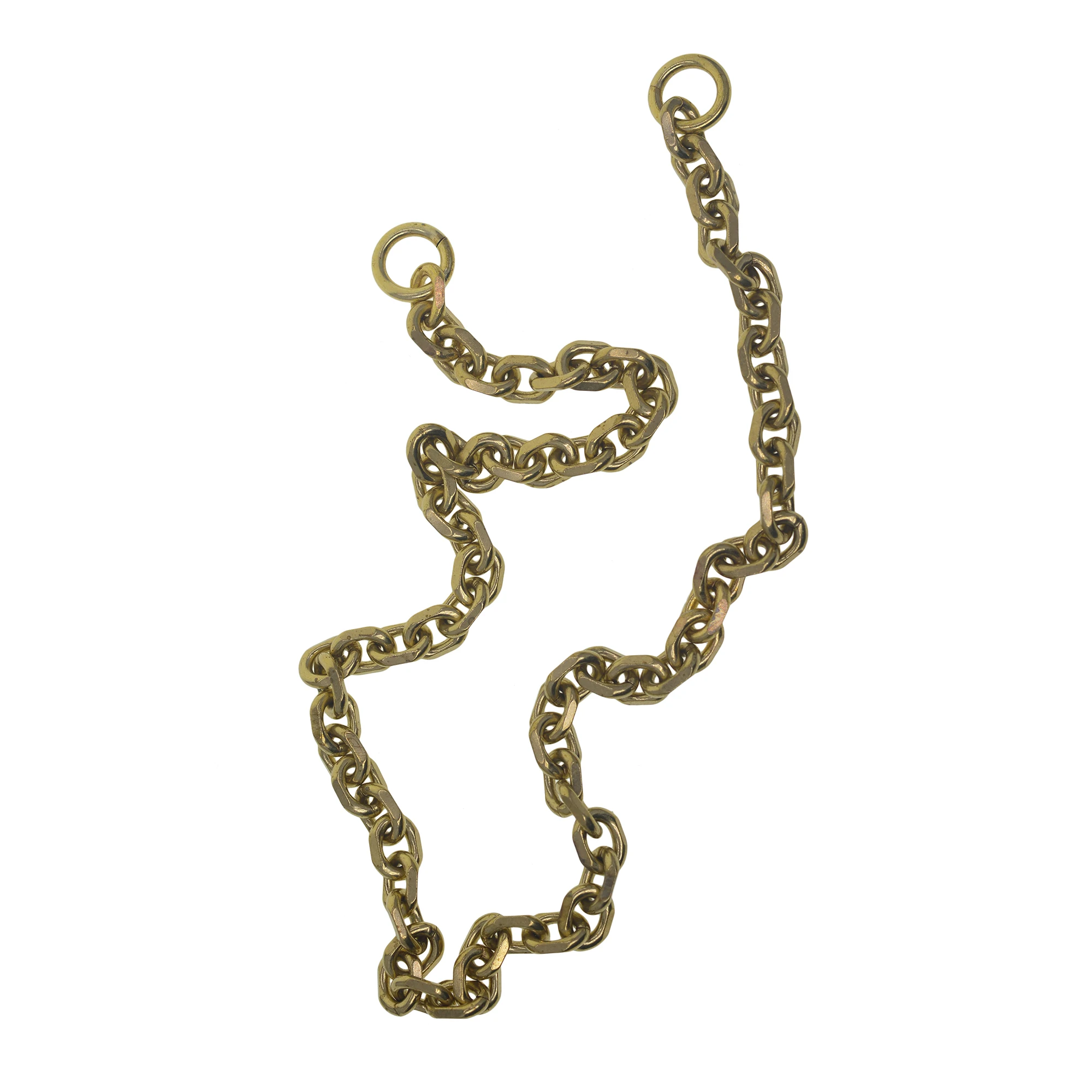 Classic biker Fine solid brass large 9 mm thick Itlay carved oval link necklace wallet jean  pocket watch chain EDC DIY