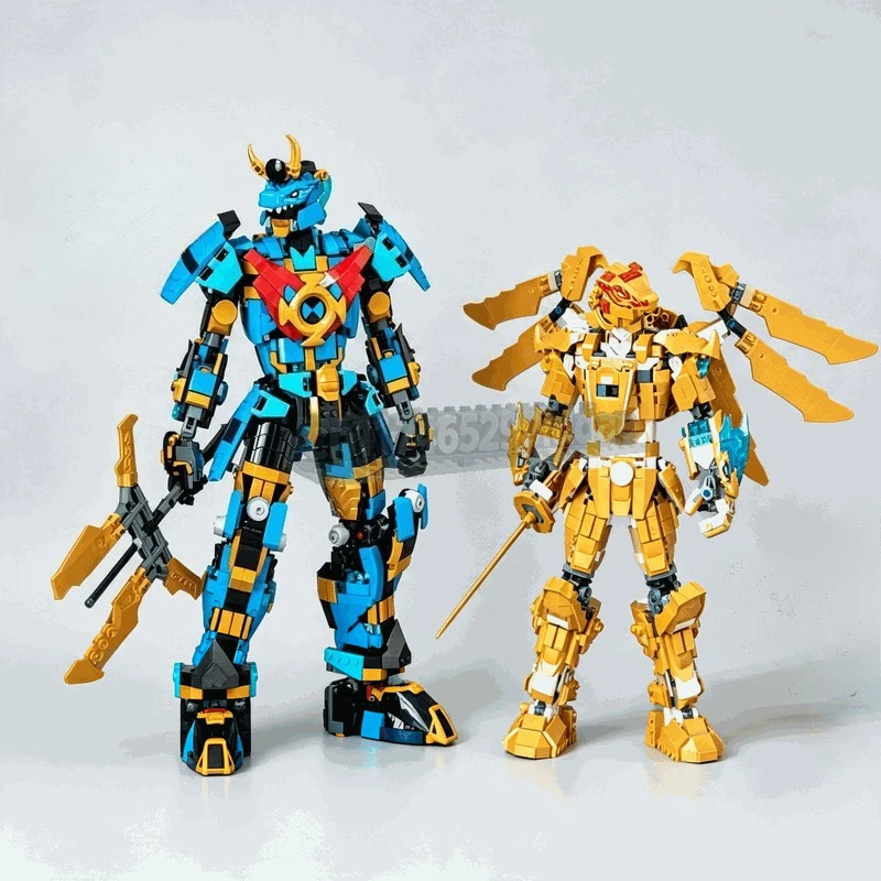 1888PCS Fantasy Dragon Mech Building Blocks Elemental Robot Guardian Model DIY Assembly Toy Creative Collection Festival Gifts
