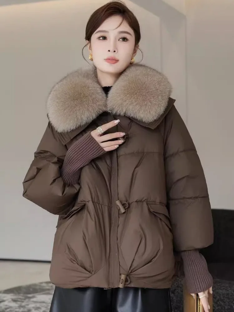 Luxury Design Down Cotton Coats Winter Warm Jackets Women Clothes Trend Cold Jacket Knit Patchwork Long Sleeve Windproof Parkas