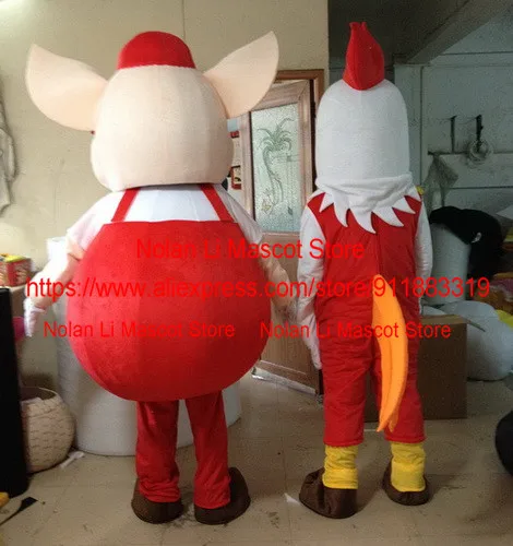 Mascote do frango e porco feliz fantasia, Cosplay de desenho animado, festa de Natal, presente de Halloween, alta qualidade