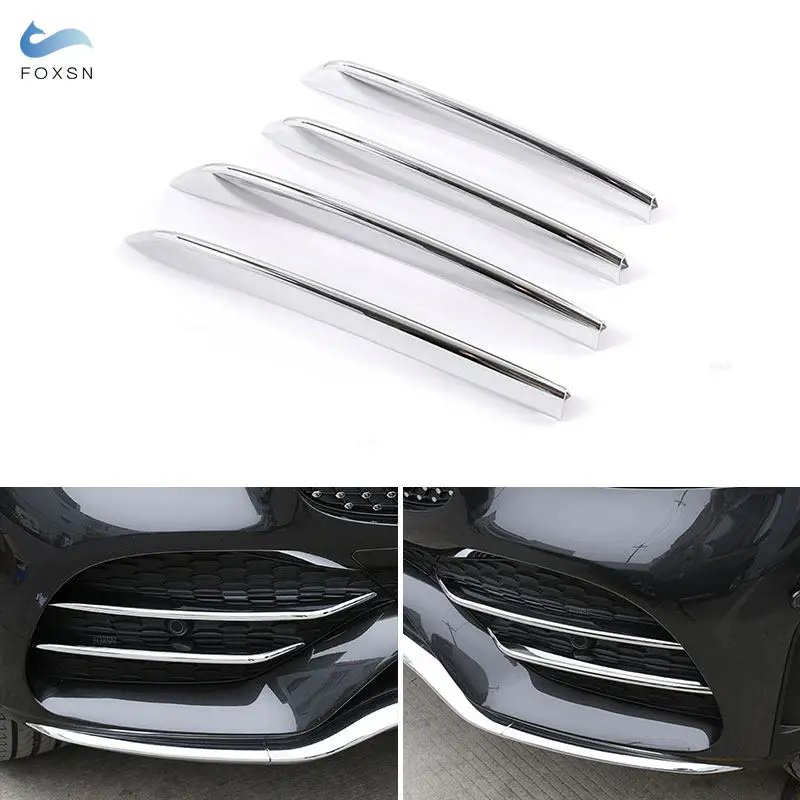 For Mercedes Benz GLC Class X253 2020 ABS Chrome Car Accessories Front Fog Light Strips Air Intake Grille Cover Trim