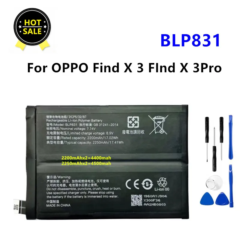 BLP831 High Quality Phone Replacement Battery For Oppo Find X3 Pro X3Pro CPH2173 PEEM00 Batteries+ Free Tools