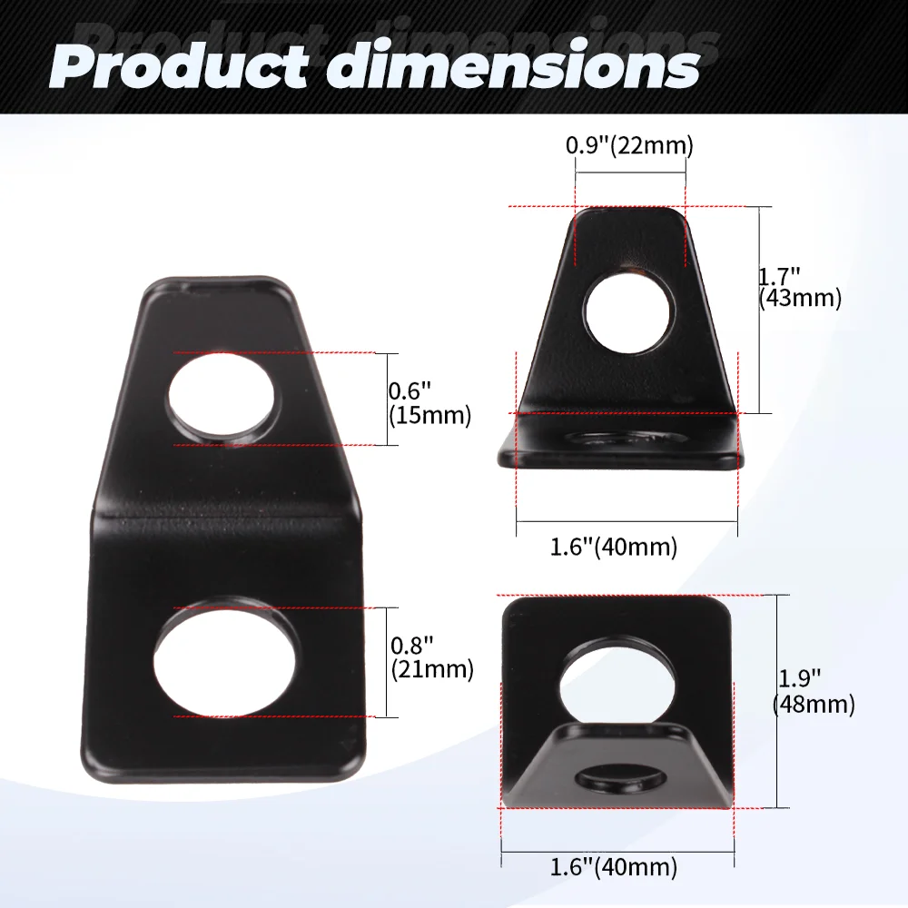 Bartoo-4 Point Iron Seat Belt Sheet Mounting Bracket L-Shaped 90 Degree Mounting Hook Holder Kit for Car BAG062