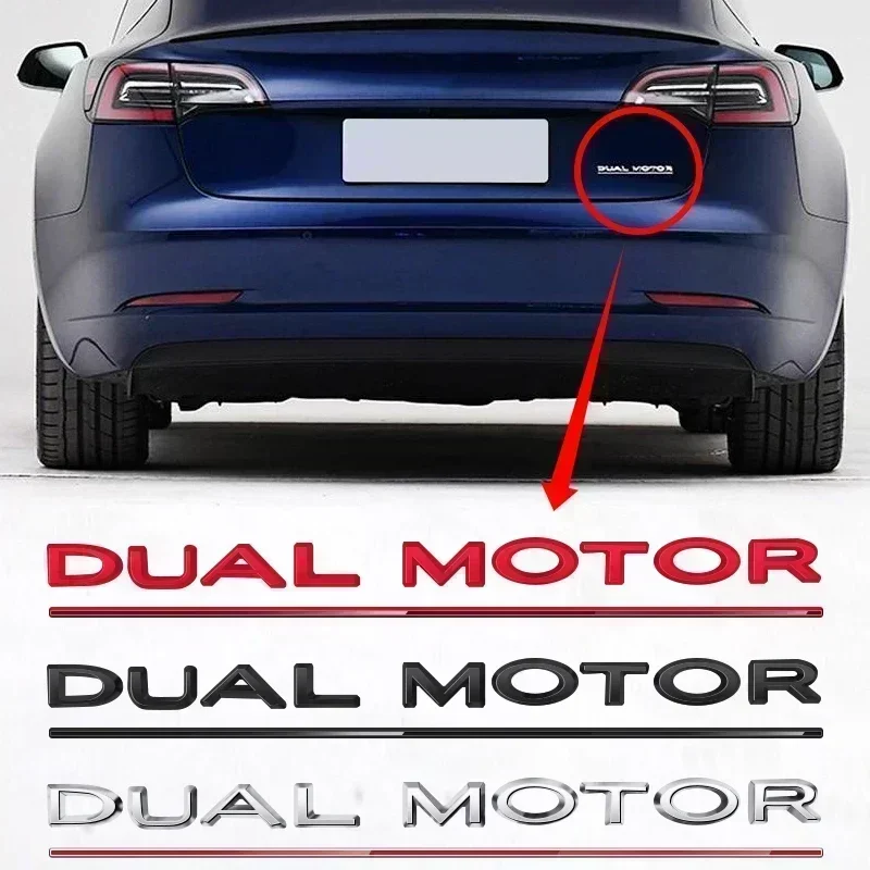 1pcs 3D DUAL MOTOR Underlined Letters Car Styling High Performance car Fender trunk Bonnet Emblem Badge Sticker accessories