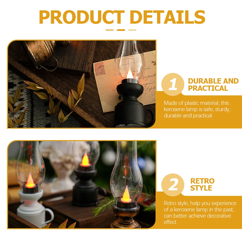 Electronic Kerosene Lamp Oil Lamps Lantern LED for Indoor Use Small Table