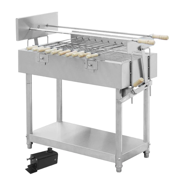 

Commercial Kitchen & Hotel Motor-driven Automatic Flipping Stainless Steel Rotating Charcoal Barbecue Grill