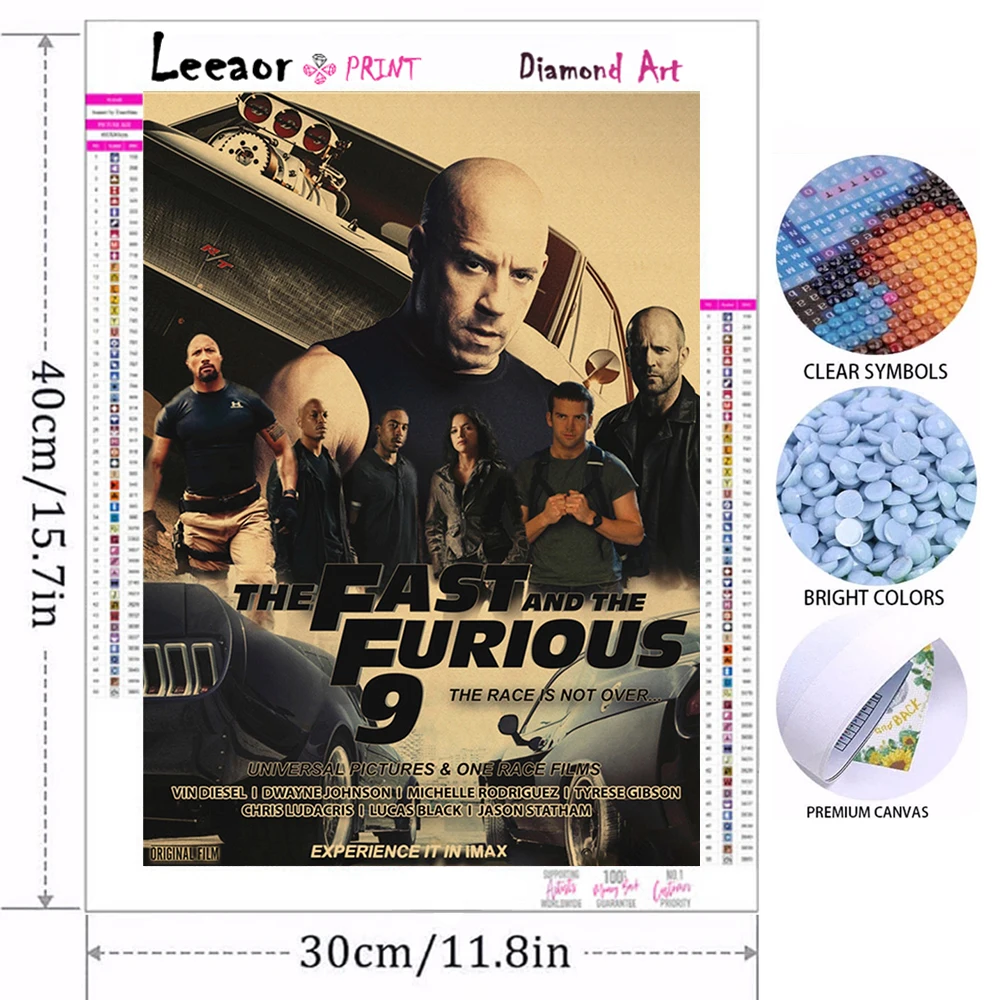 Fast And Furious 5D Diamond Painting Classic Movie Series Cross Stitch Kit DIY  Embroidery Tickers & Posters Mosaic Home Decor