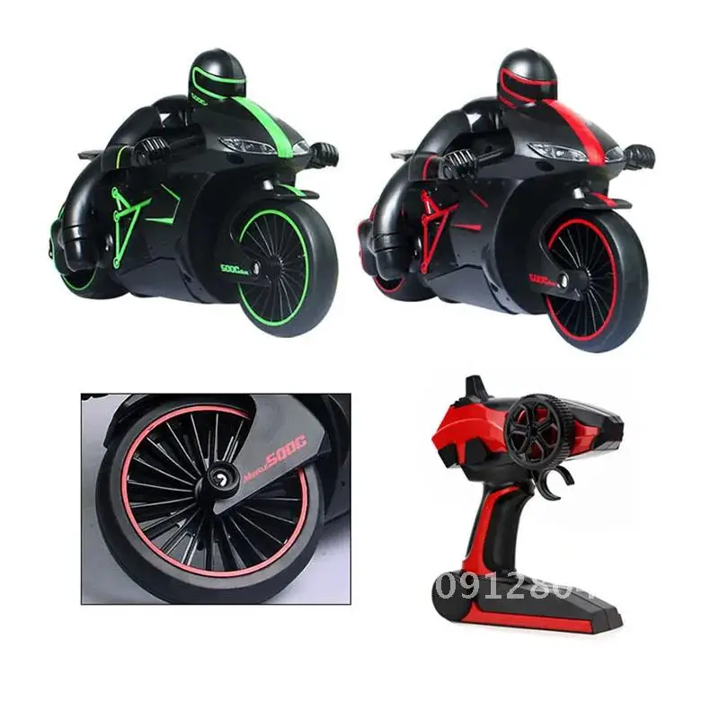 Motocicleta recargable de Radio RC de 2,4G con luz fría, motocicleta RC de alta velocidad para niños, acrobacias, Control remoto, modelo de motocicleta, juguete para regalo