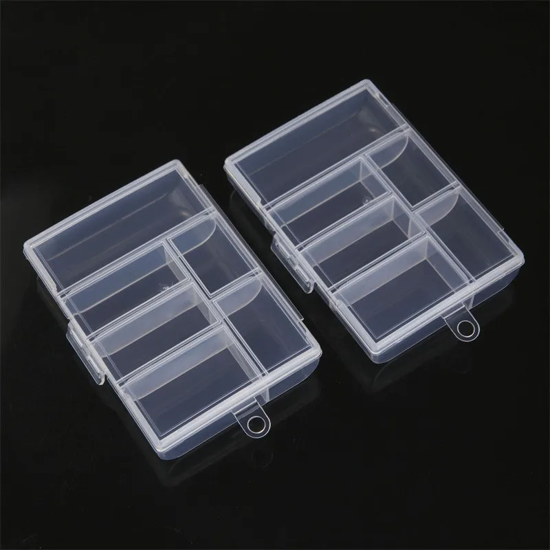 6-grids Plastic Desktop Organizer Transparent Jewelry Earrings Screw Nails Part Storage Box With Cover Practical Clear Container