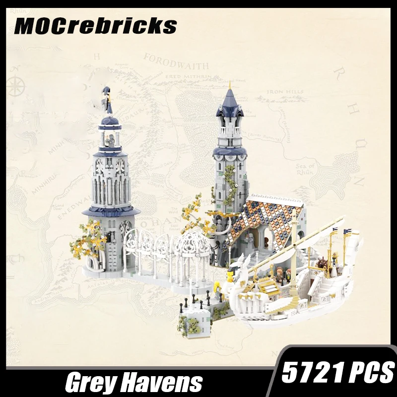 MOC-164397 Famous City Grey Havens Elf Kingdom Castle Building modulare Building Block Assembly Model Brick Toy