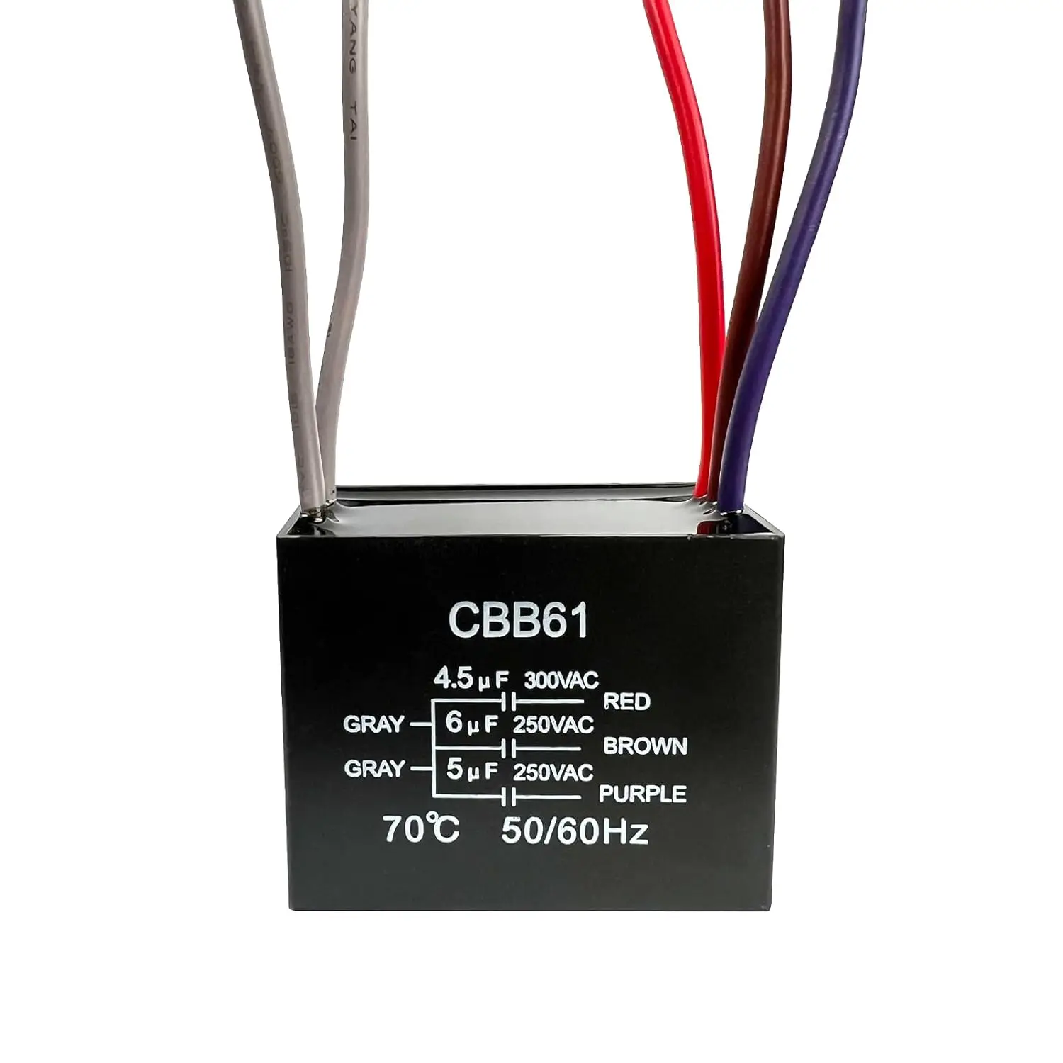 Condensador para Ventilador de Techo CBB61 4.5uf + 6uf + 5uf 5 Cables 250V Compatible con New Harbor Breeze Hunter y Otros