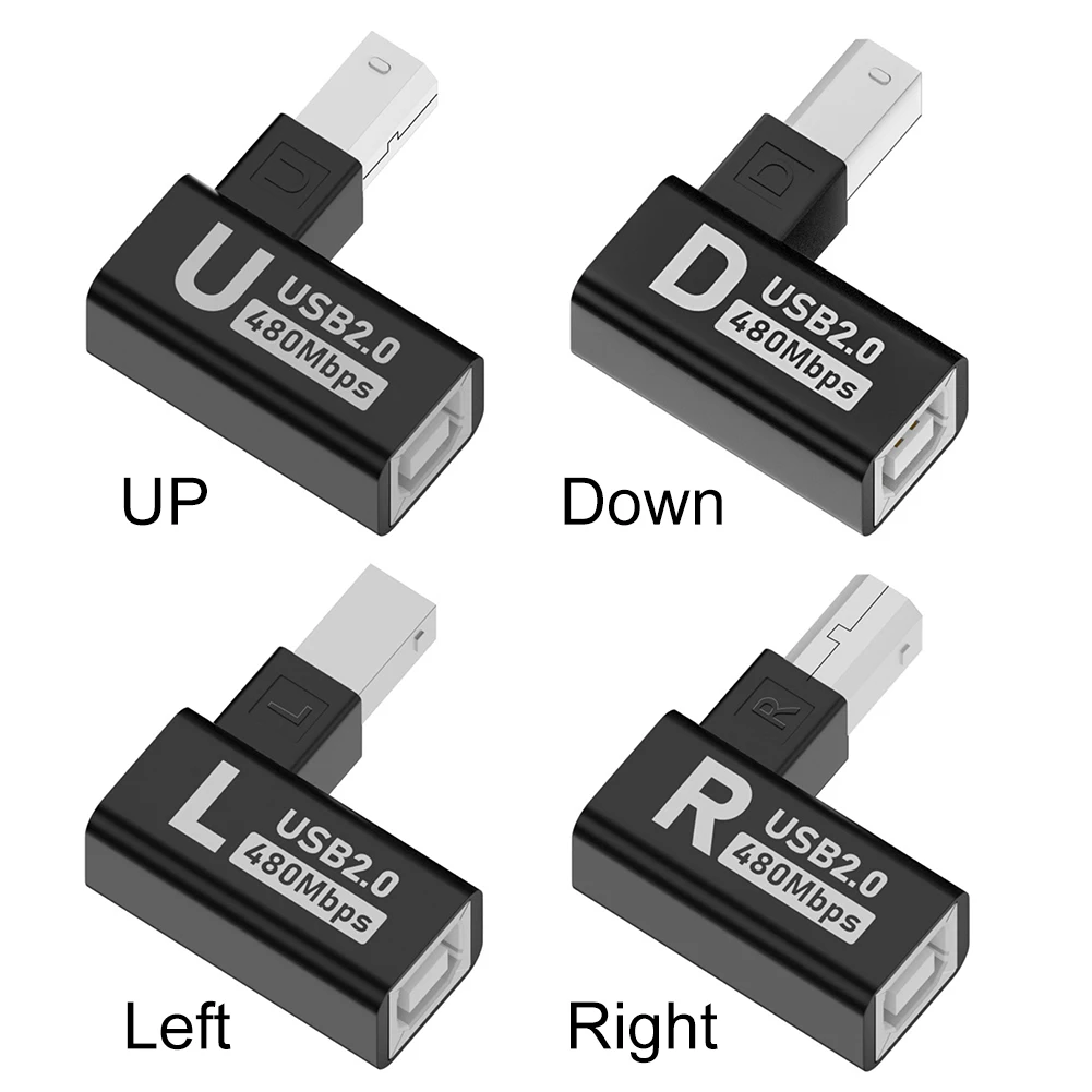 USB 2.0 Type B Print Adapter 90 Degree USB B Printer Adapter 480Mbps Extension Connector Male To Female for Printer Scanner HDD