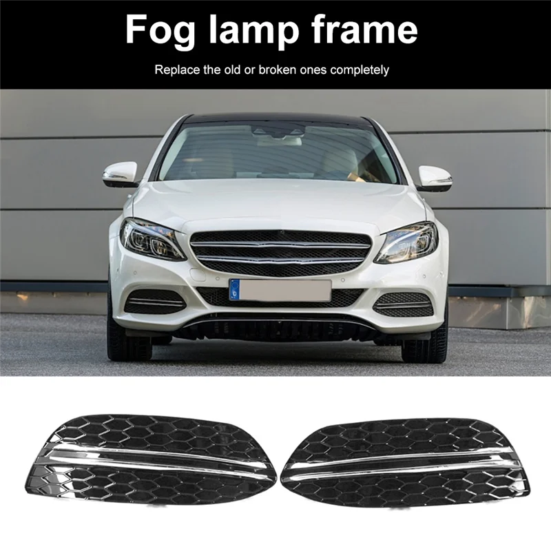 

NEW-Car Front Bumper Grille Fog Light Cover Trims For Mercedes Benz C-Class W205 2058851623 2058851523 2058850823