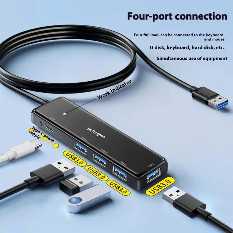 

USB3.0 HUB 4 Порт 5 Гбит / с адаптер разветвителя тип Power Power для ноутбука 3D -принтер