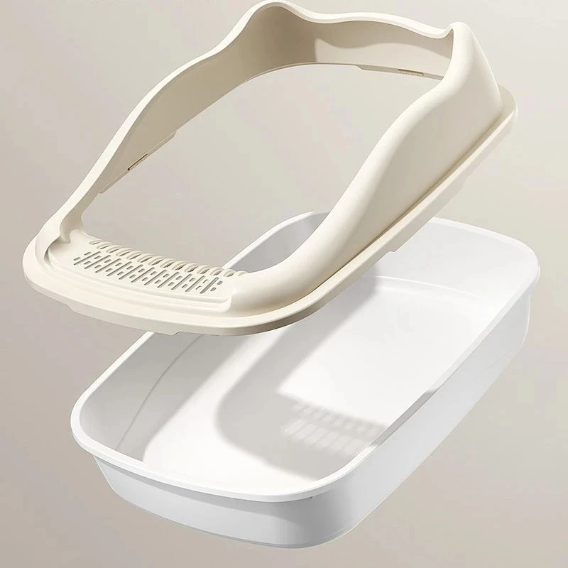 Semi-Closed Cat Litter Box Breathable Durable Kitten Toilet Bedpan with Scoop Pet Accessories Spill-Proof Litter Box