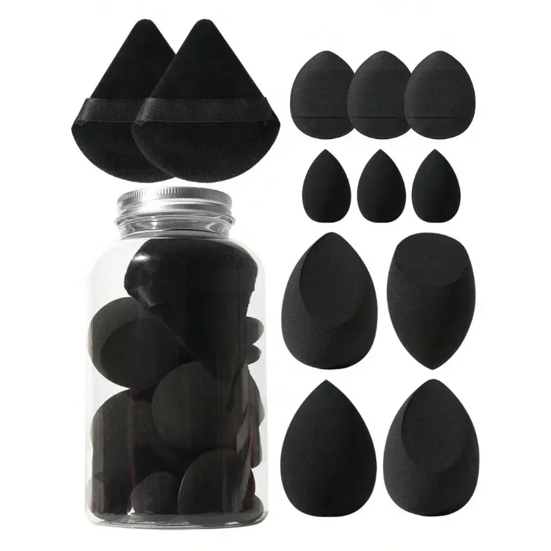 Black Makeup Sponge Blender Beauty Egg with Storage Bottle Cosmetic Puff Foundation Sponges Powder Puffs Make Up Accessories