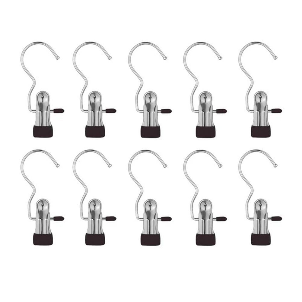 Heavy Duty Hanging Hooks Clips,New Boot Hangers for Closet,Laundry Hooks Hanging Clip Clothes,Hat Pants Towel Black 10PC