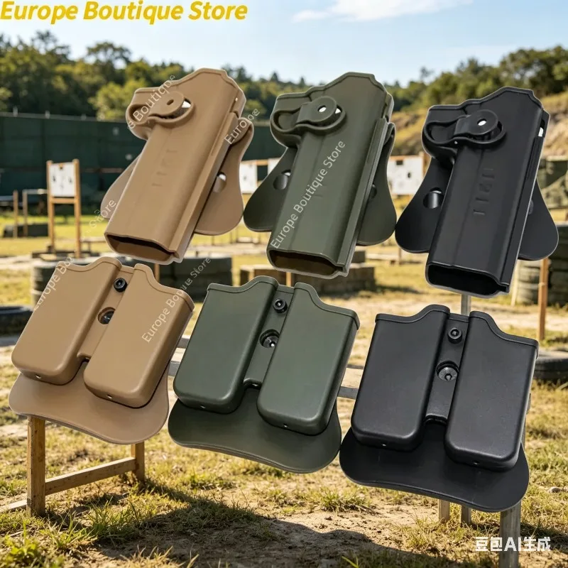 Outdoor 1911 Waist Gun Holster Matching Magazine Holder Portable Tactical Bag Cosplay Display Collection Accessories