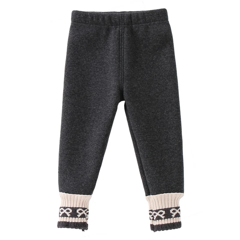 Girls Winter Leggings Thick Fleece Warm Knotbow Hem Cotton Children Girls Pants Stylish Versatile For Baby Girls Outerwear Pants