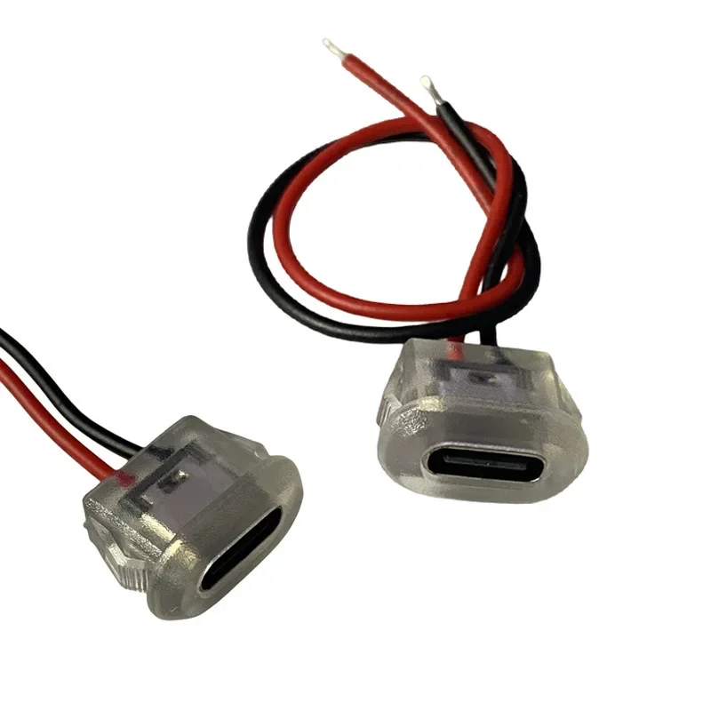 2pin USB Type C 5A Input type Charging Socket With LED lights Plate Waterproof USB-C Power Port TYPE-C Female Connector Jack