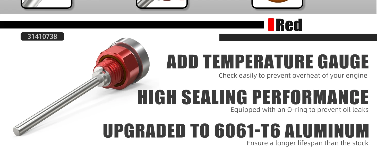 NICECNC Ölstandsanzeige mit Temperaturanzeige für Yamaha Raptor 700 700R 660R 2006-2024 YFZ450 2004-2013 5LP-21761-01-00 Aluminium – Detail 4