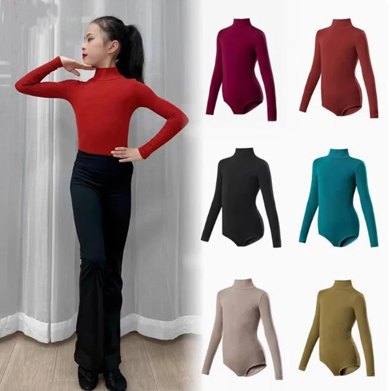 

New Latin Dance Practice Costume Girl's Professional Competition Bodysuit Samba Performance Clothes Stage Long Sleeve Top XH1695
