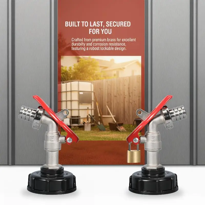 IBC Container Brass Valve Faucet 1/2 Inch with Secure Lock for Precise Water Management