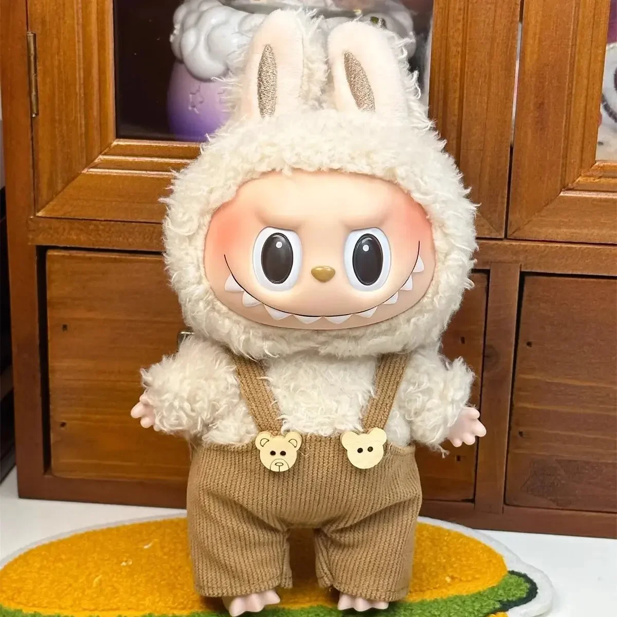 For Korea Kpop EXO 17cm Labubu V2 V1Plush Idol Doll's Accessories  Bear Overalls  Labubu Doll Pendant Clothes Labubu Clothes