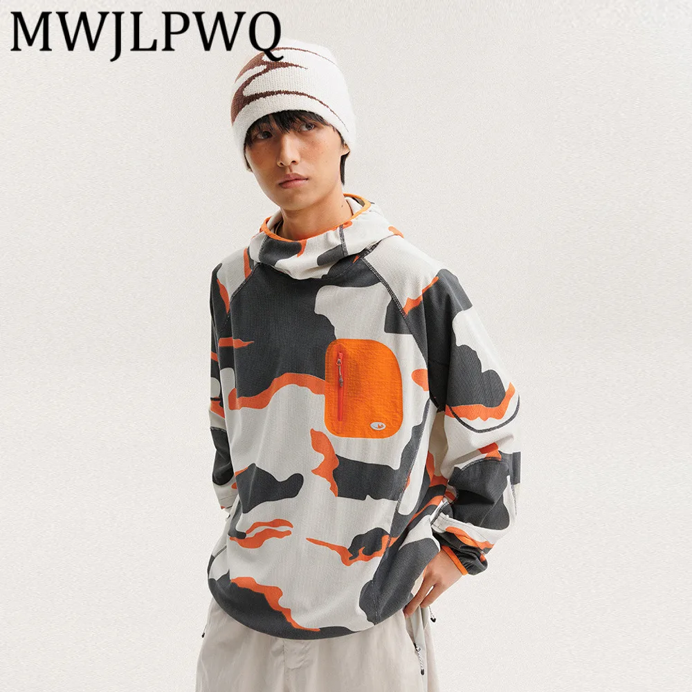 

MWJLPWQ уличная камуфляжная солнцезащитная куртка мужская модная повседневная спортивная быстросохнущая куртка с длинным рукавом и высоким воротником с капюшоном 21798