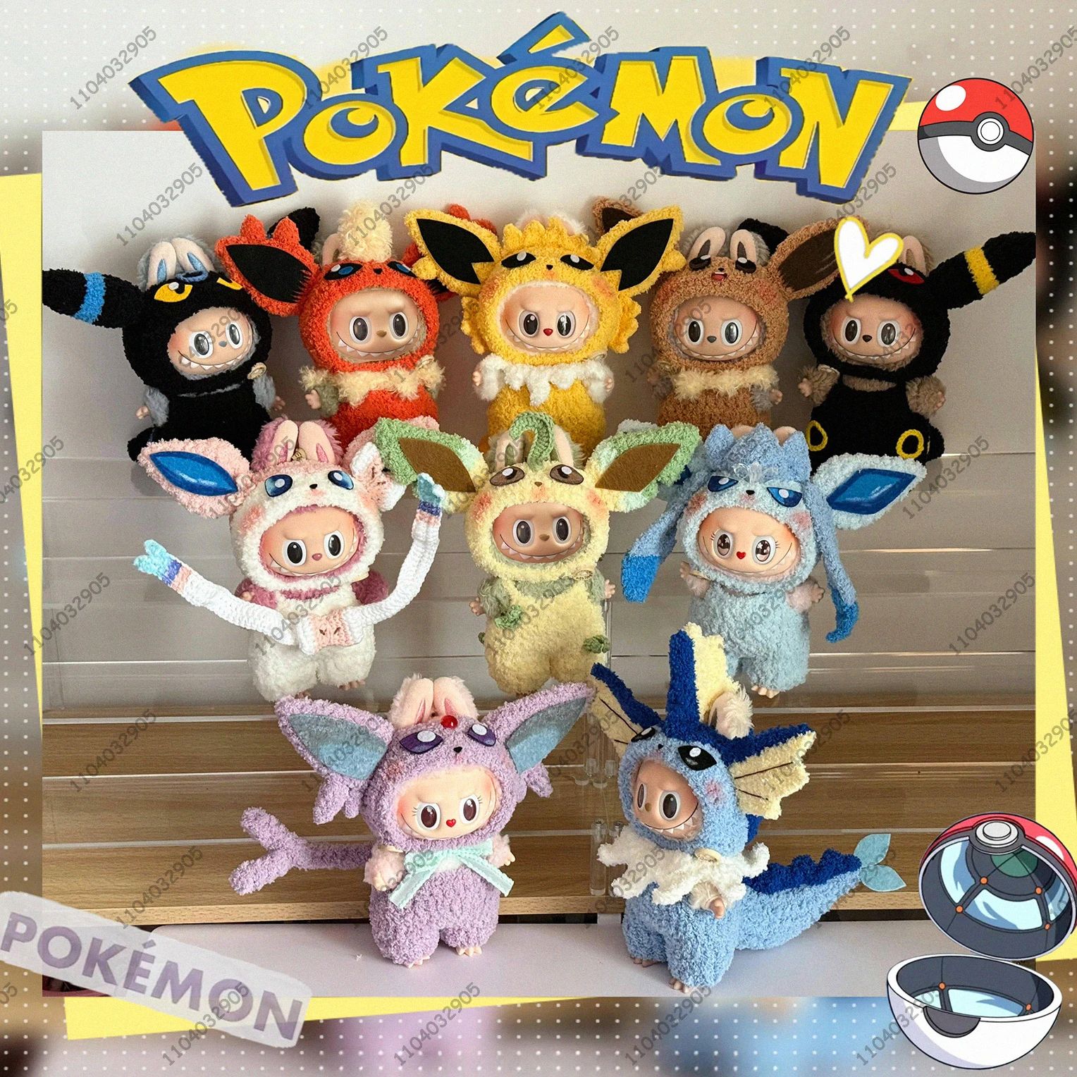 

For Labubu The Monsters Pokémo Clothes Pikachu Eevee Costume 1:1 Replica Vinyl Doll Action Figure Bag Charm Bag Pendant Gift