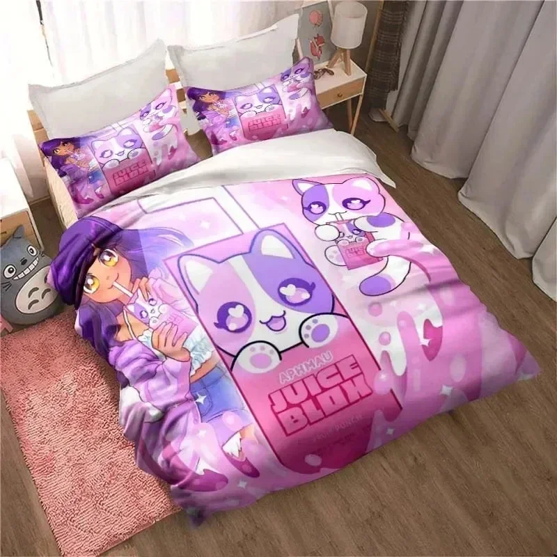 

APHMAU Kawaii Aphmau Bedding Set Printed Bed Set With Pillowcase Bed Duvet Cover Soft Queen King Size Bedclothes Home Adult boys