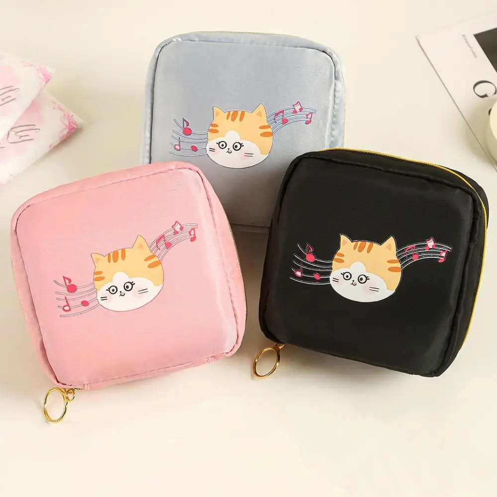 

Funny Zipper Kitty Coin Purse Wallet Coin Pouch Card Holder Ginger Cat Purse Bag Multifunctional Oxford Earphone Bag Travel