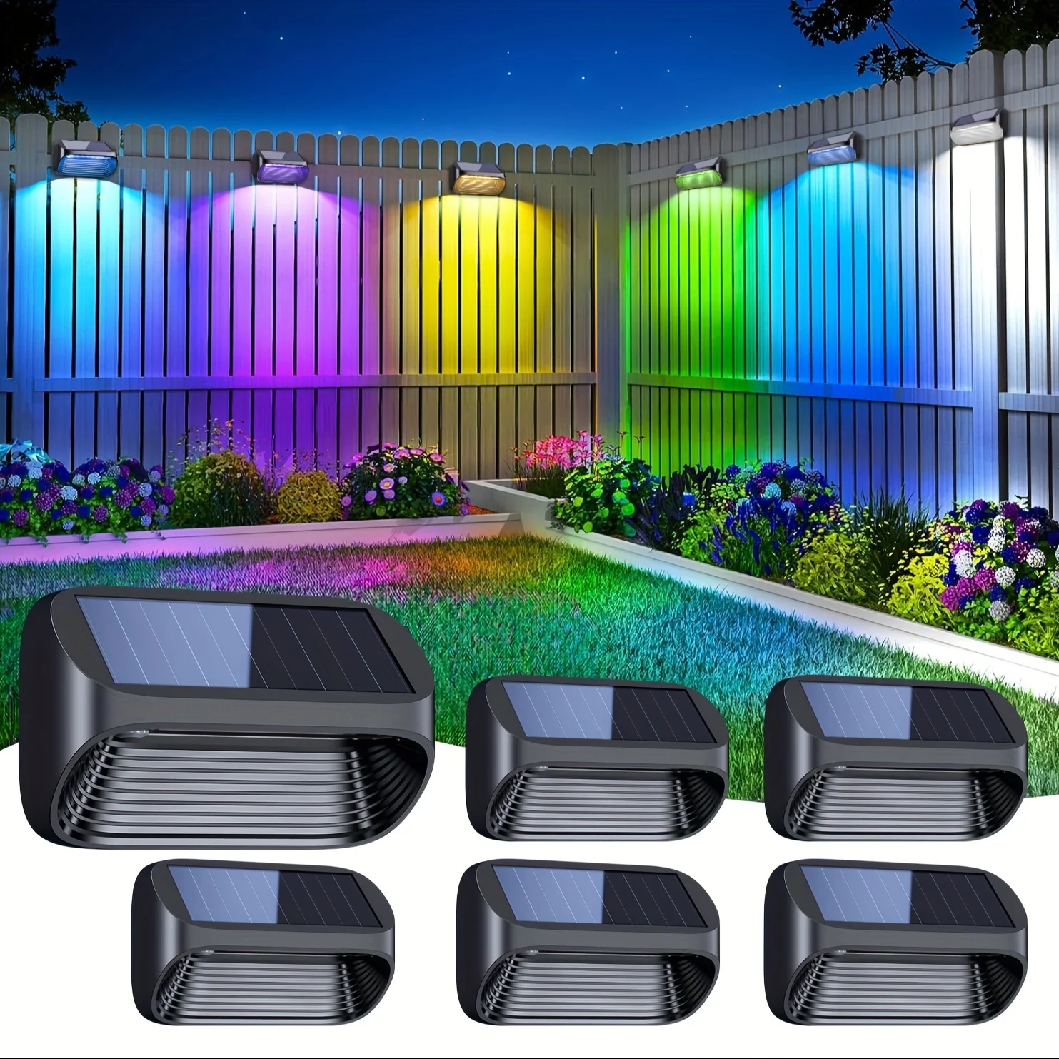 

6/12 Pack Fence Lights Solar Powered with 8 Modes, Auto On/Off, Solar Deck Lights for Outside Yard Fence Deck Wall Patio Decor