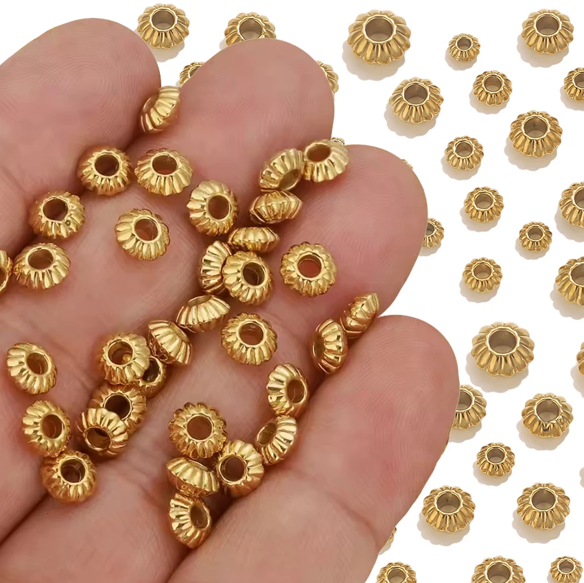 

10pcs 4/5/6mm Stainless Steel Daisy Flower Spacer Beads Gold Plated Loose Bead Cap for DIY Needlework Jewelry Making Bracelet