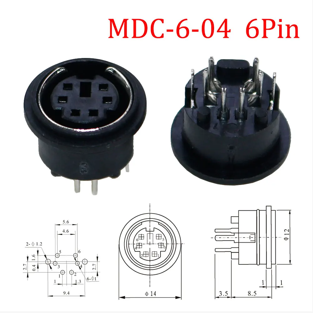 YUXI-conector de Audio y vídeo, 10 piezas, s-video, PCB, montaje de 4/6/8/9 Pines, enchufe Din, tono plateado, PS2, Terminal Micro Jack Circular