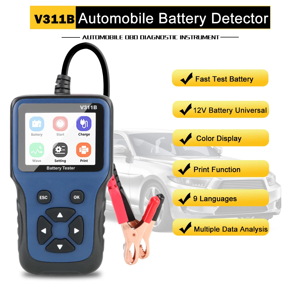 Strumenti dell\'analizzatore Automotive V311B strumento diagnostico automatico 12V caricabatteria per Auto Tester analizzatore Test di carico di