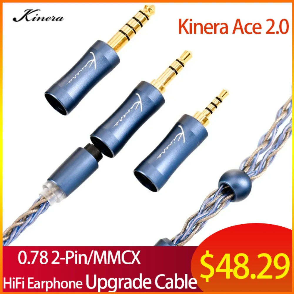 

Kinera Ace 2.0 Modular Upgrade Cable HIFI Earphone Cable 2.5+3.5+4.4mm Detachable Plug Copper Silver Wire 0.78 2pin/MMCX Cable