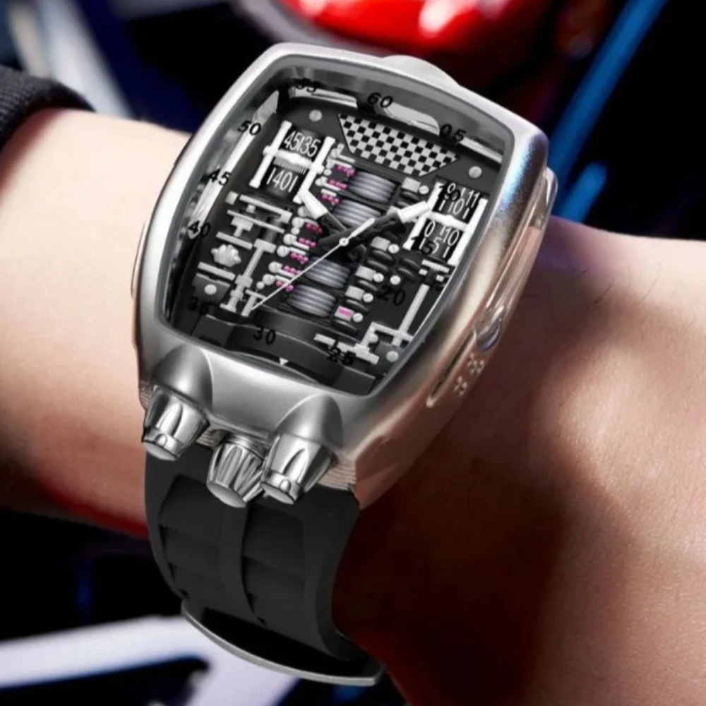 

Creative Unique Alien Y2k Transparent Hollow Design Quartz Watch Mens Special Case Shape Design Fashion Men Watch AAA Clock