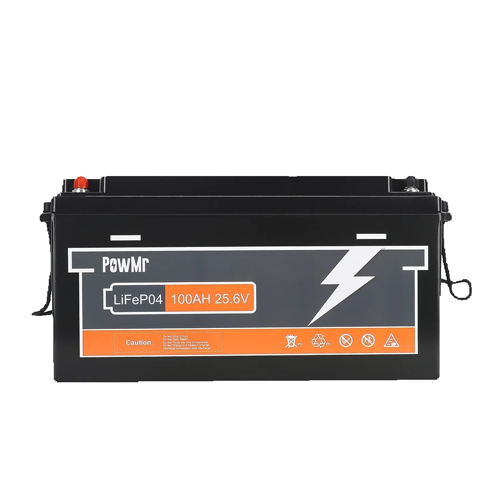 PowMr LiFePO4 Batterie 12V 24V 100Ah 200Ah 2560Wh Tiefzyklus Lithium-Eisenphosphat Integriertes BMS 6000 Zyklen Max 100A Laden/Entladen Solarstromspeicher Wohnmobil Boot Inselanlage Ersatz für