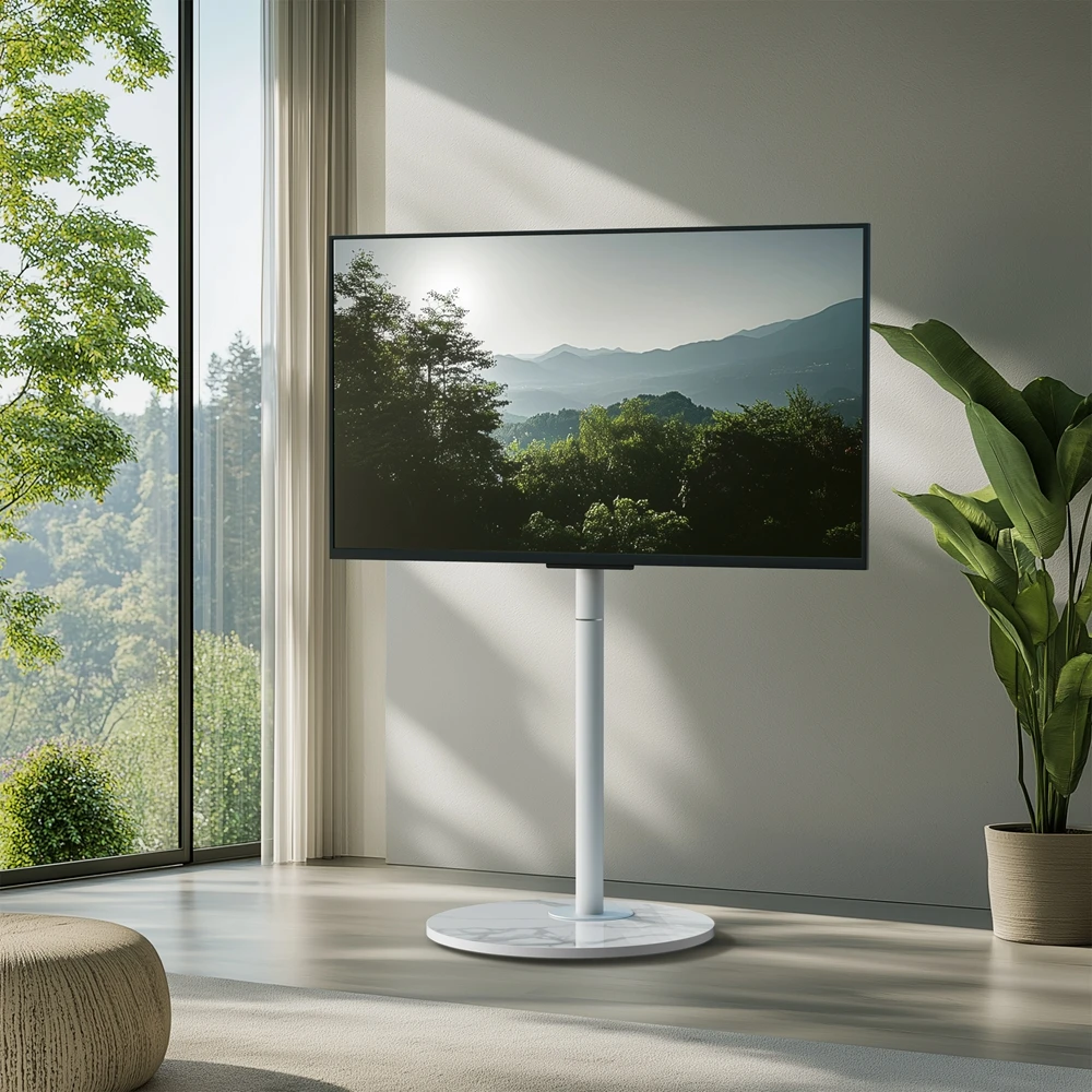 Floor-Standing TV Stand,Height Adjustable TV Mount Floor Stand For 40-75 Inches With Sintered Stone Bas VESA 600*400