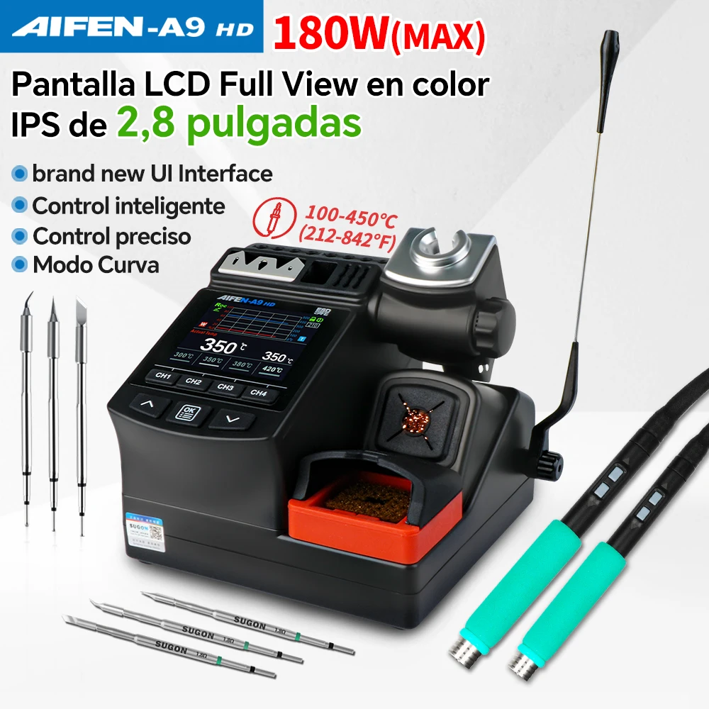 AIFEN A9HD Station de soudage 180W Compatible pointe de fer à souder 210/245 poignée contrôle température Station de reprise de soudage