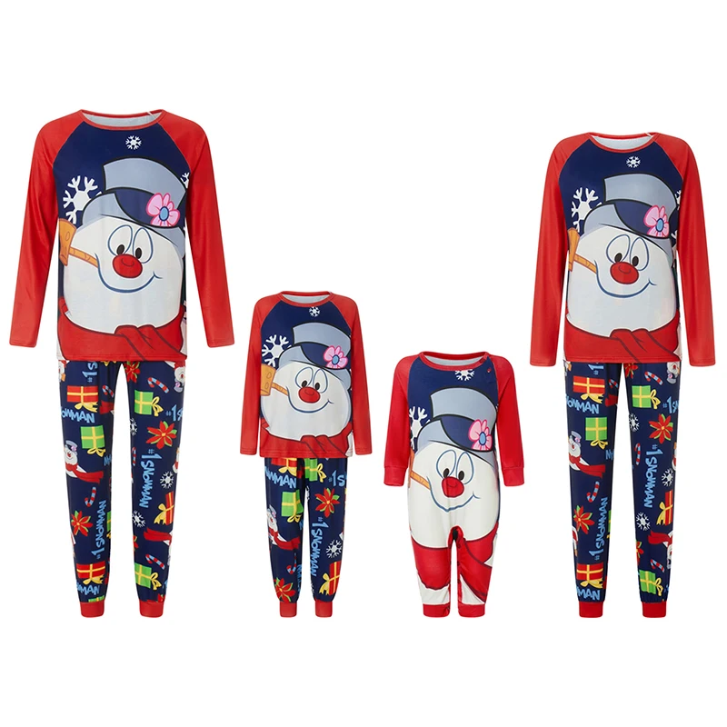 

Christmas Family Pajamas Matching Set Reindeer Print Long Sleeve T-shirt with Pants Sleepwear Loungewear for the Holidays